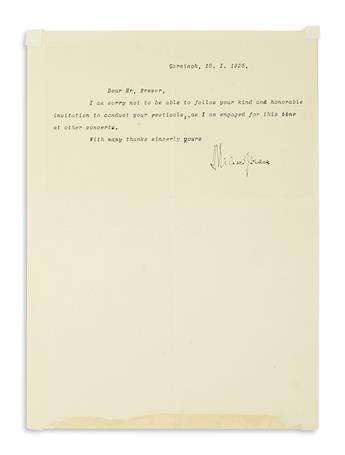 STRAUSS, RICHARD. Two items: Autograph Musical Quotation Signed, on a small card * Brief Typed Letter Signed.